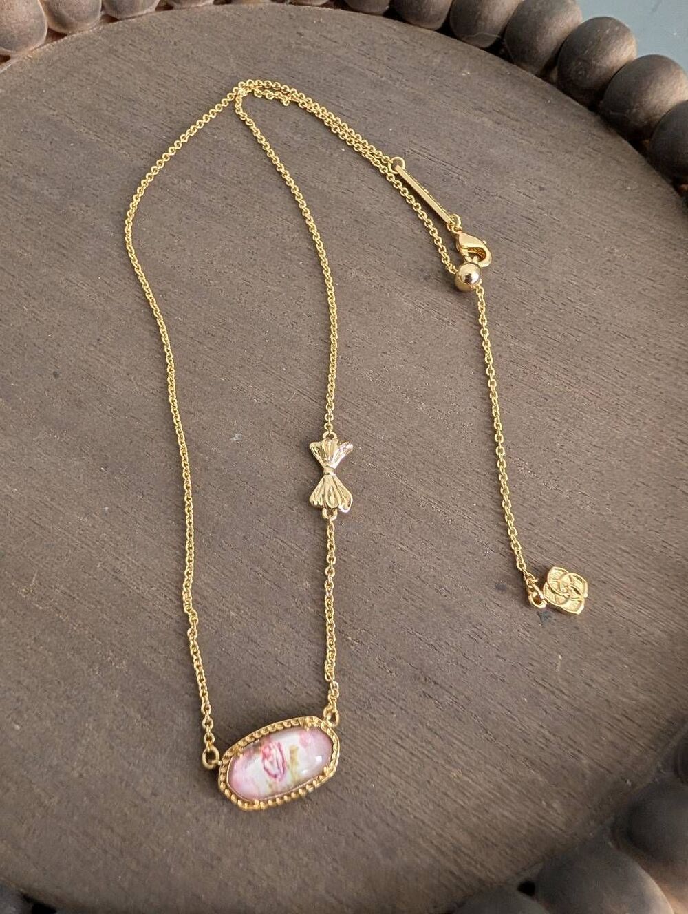 KENDRA SCOTT x LOVE SHACK FANCY The Elisa Marie Pink Blooming Bow Pendant Neckla